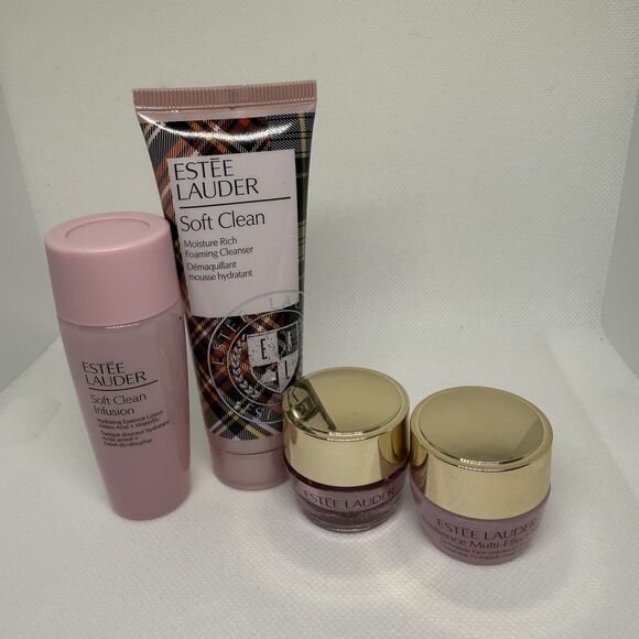 New 4pc ESTEE LAUDER RESILIENCE EYE CREME & SOFT CLEAN GIFT SET - Picture 1 of 3